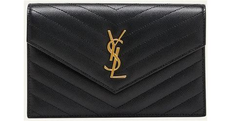 ysl metallic envelope flap chain wallet|ysl small wallet on chain.